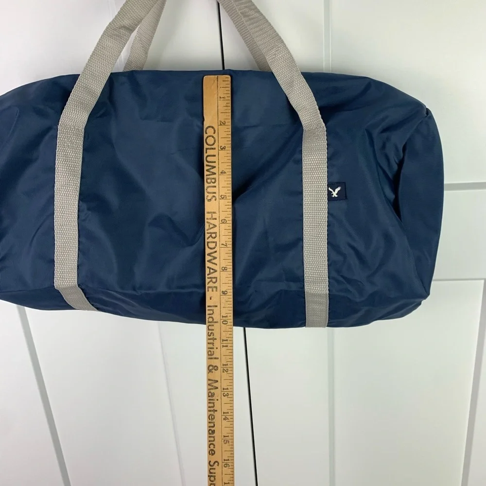 American Eagle Duffle Bag Navy Blue & Light Beige Travel Weekend Gym Work